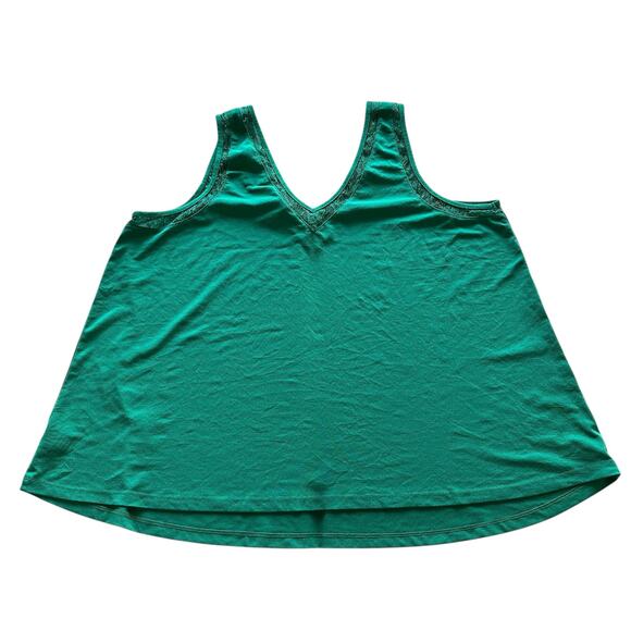 Torrid Tank Top Womens 2X Green Embellished Neckline Irish Breathable Spring - Picture 3 of 5